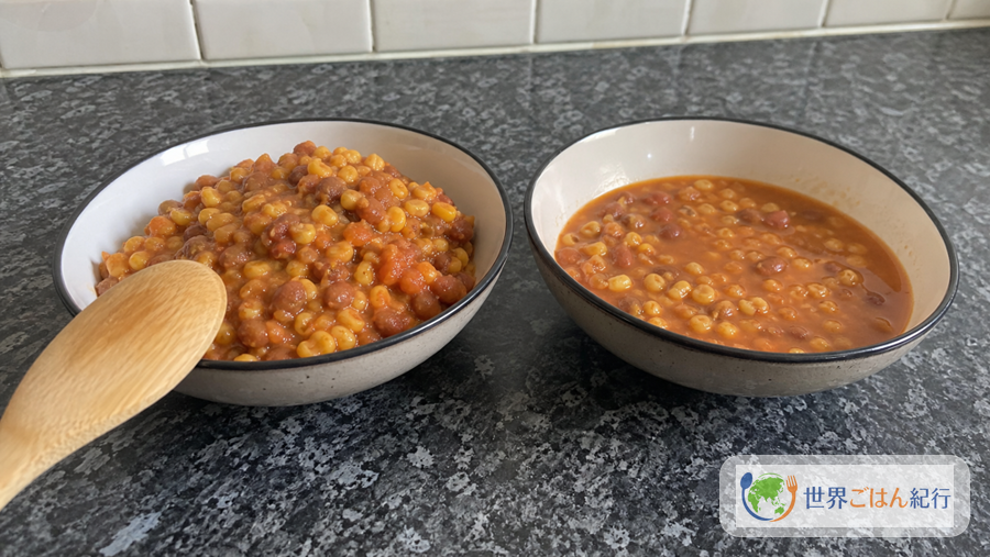正しい濃度のギゼリと水っぽいギゼリを比べた様子
