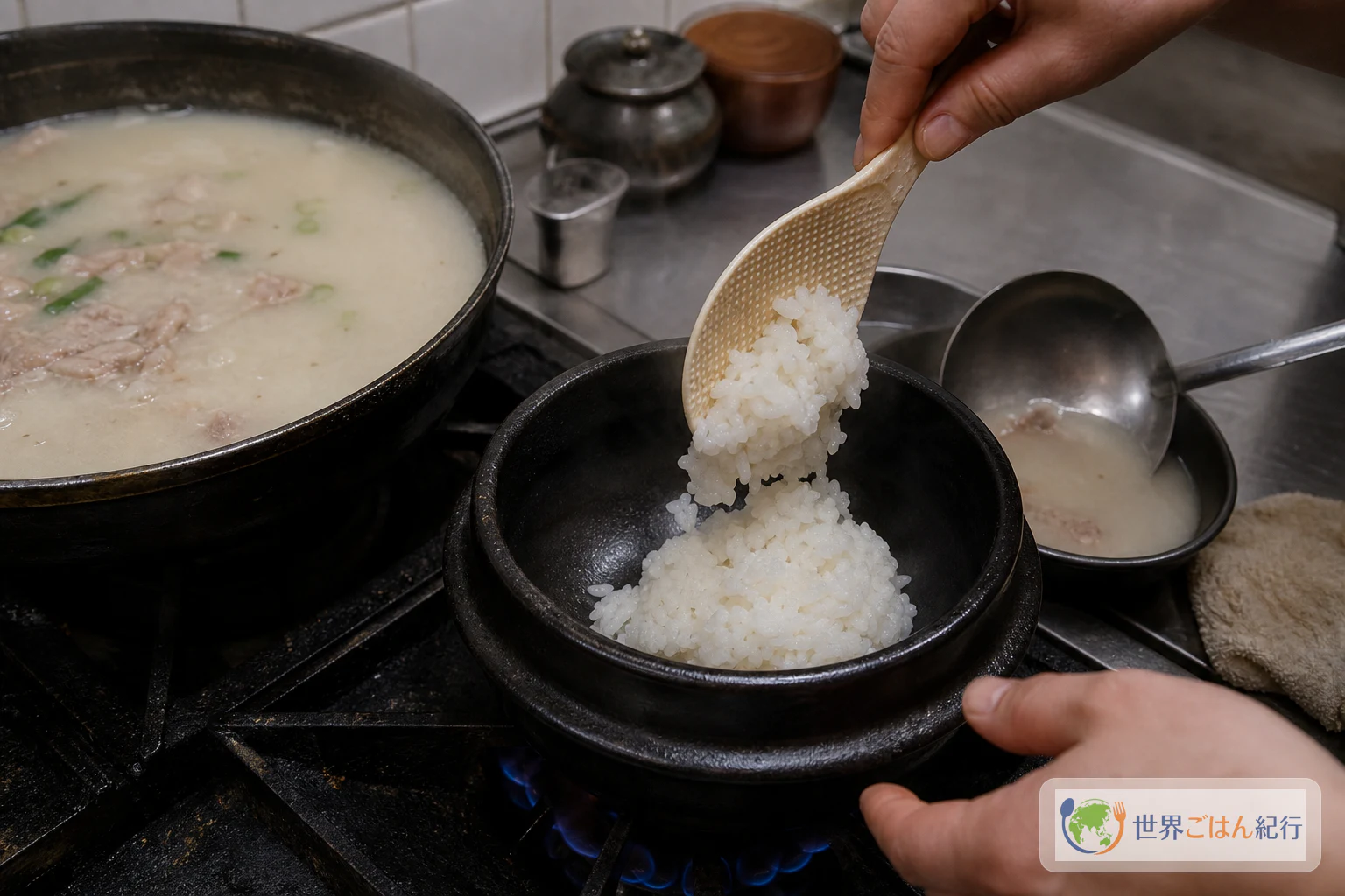 手順6: 器を温めてご飯を入れる