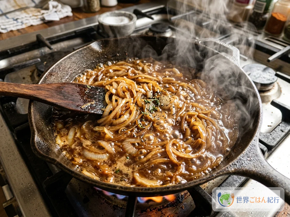 手順6: 玉ねぎを煮る（15分）