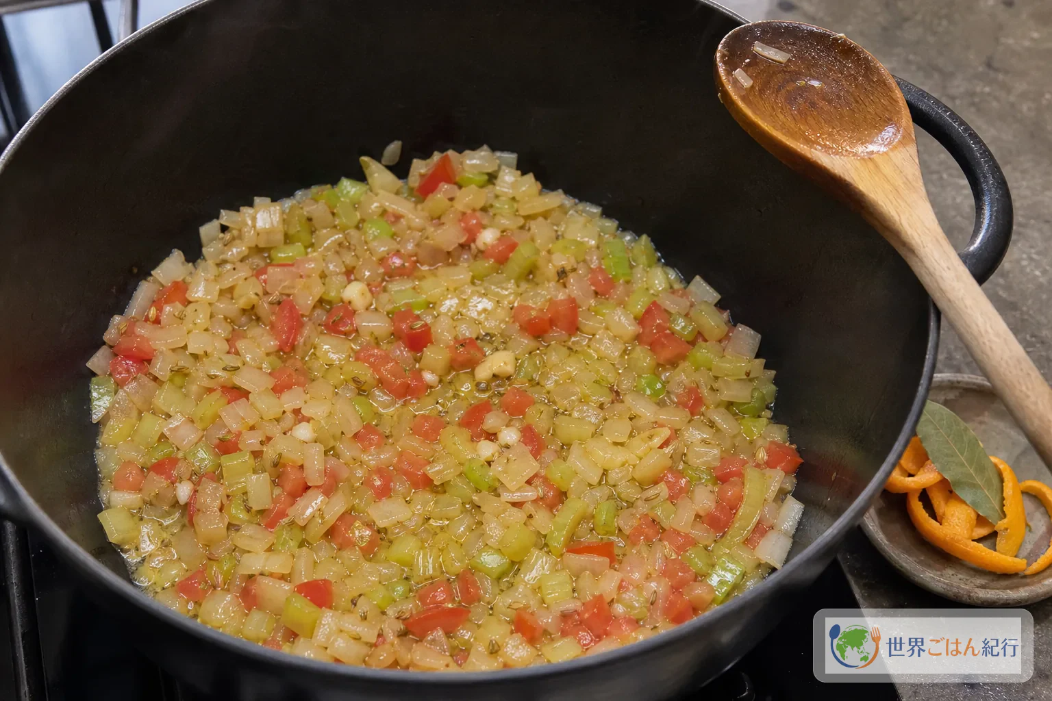 手順2: 香味野菜を甘くする