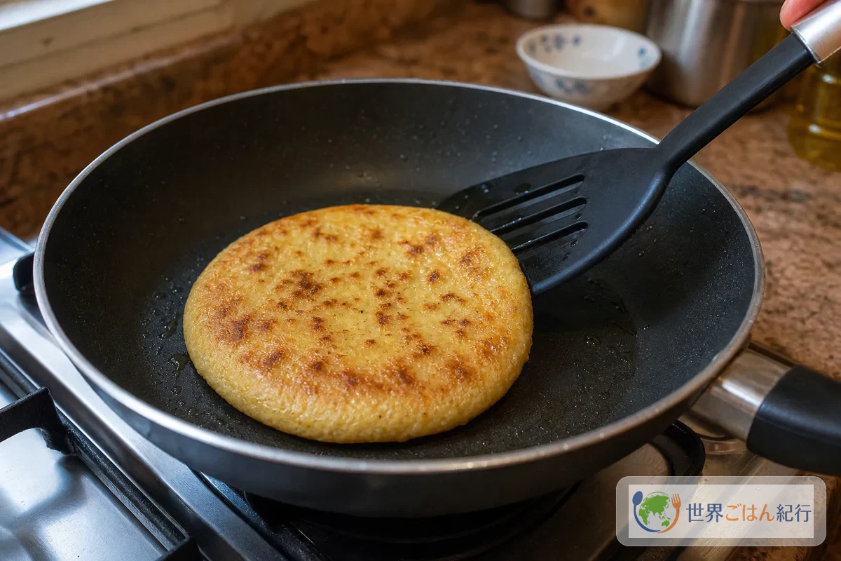 手順6: フライパンで焼き色をつけて切り分ける