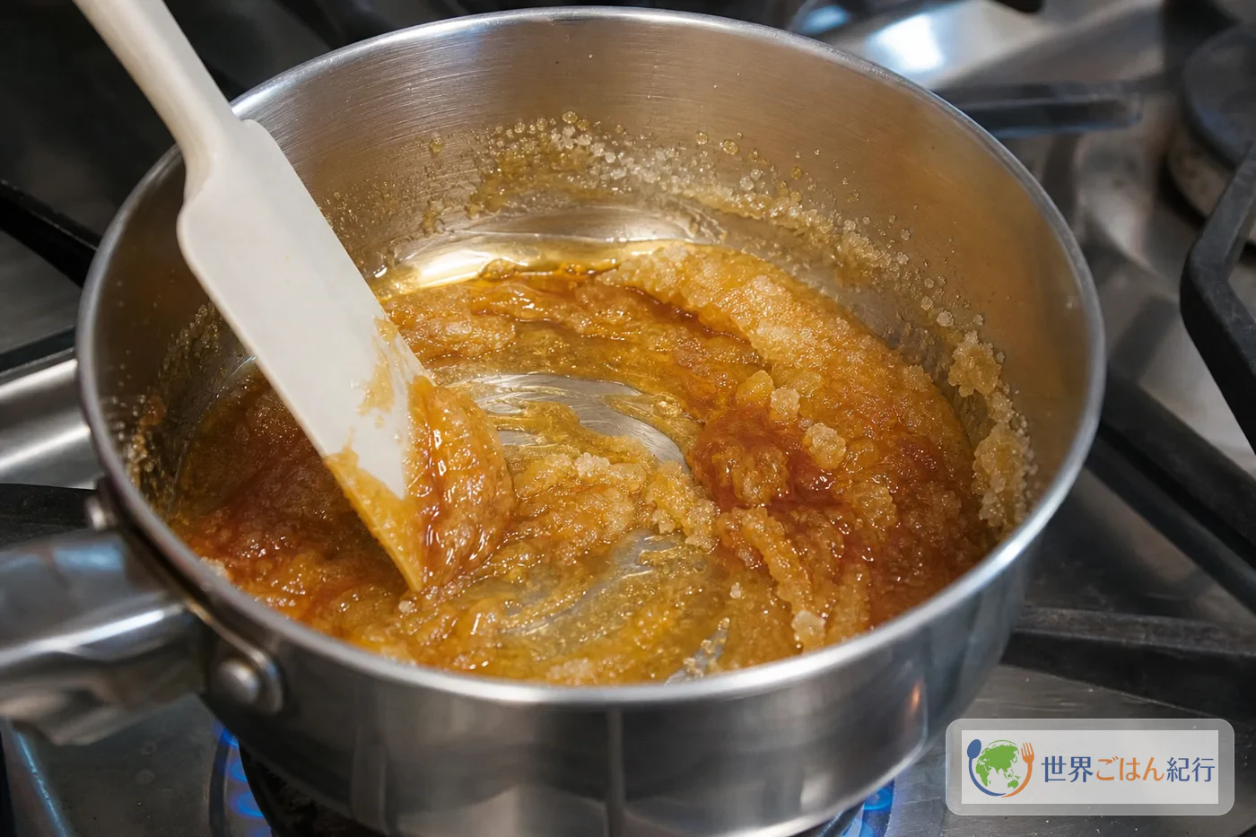 手順1: カラメルを琥珀色にする