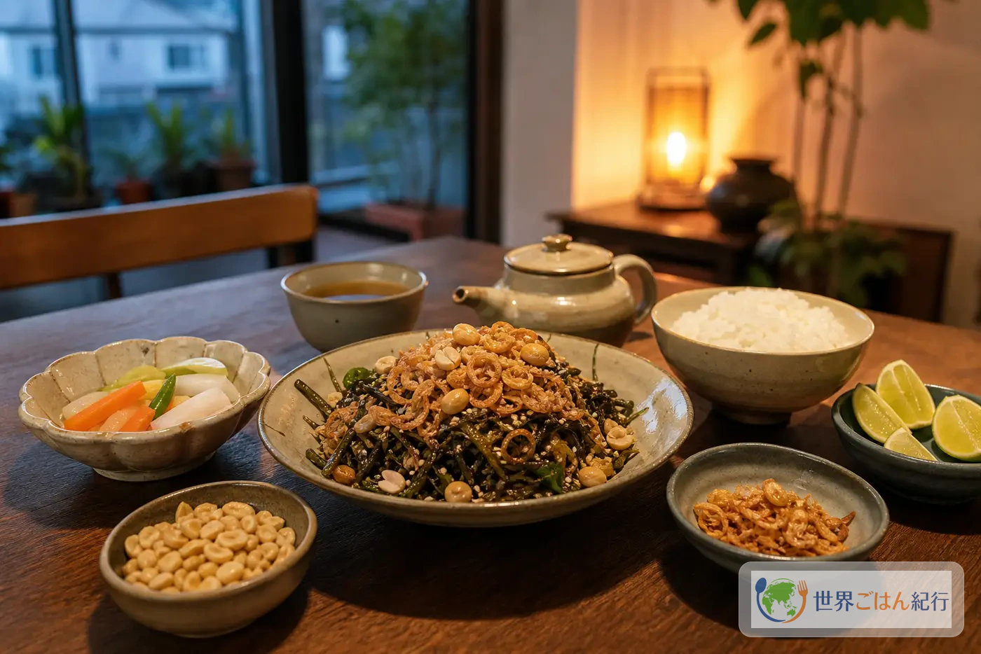 ラペットゥをモヒンガーや東南アジア料理の食卓に並べる