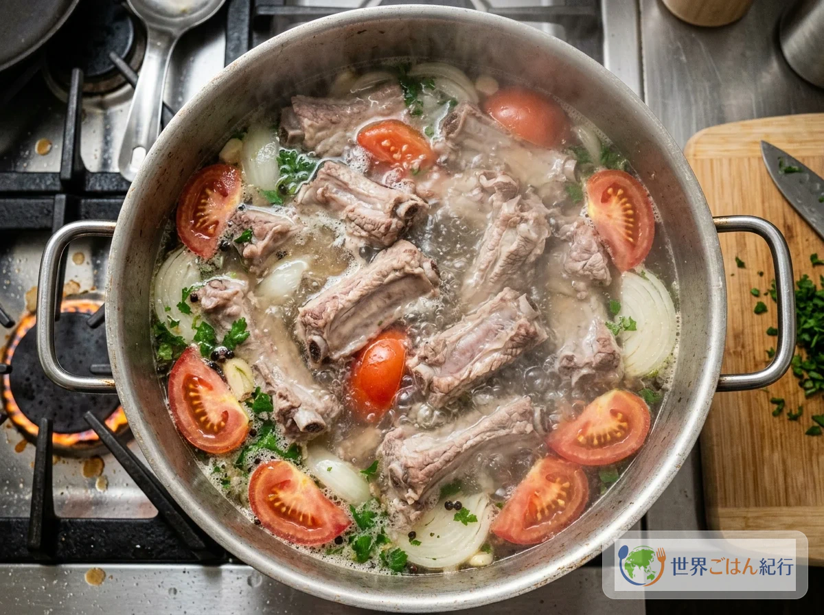 手順3: 豚肉を煮込む（25分）
