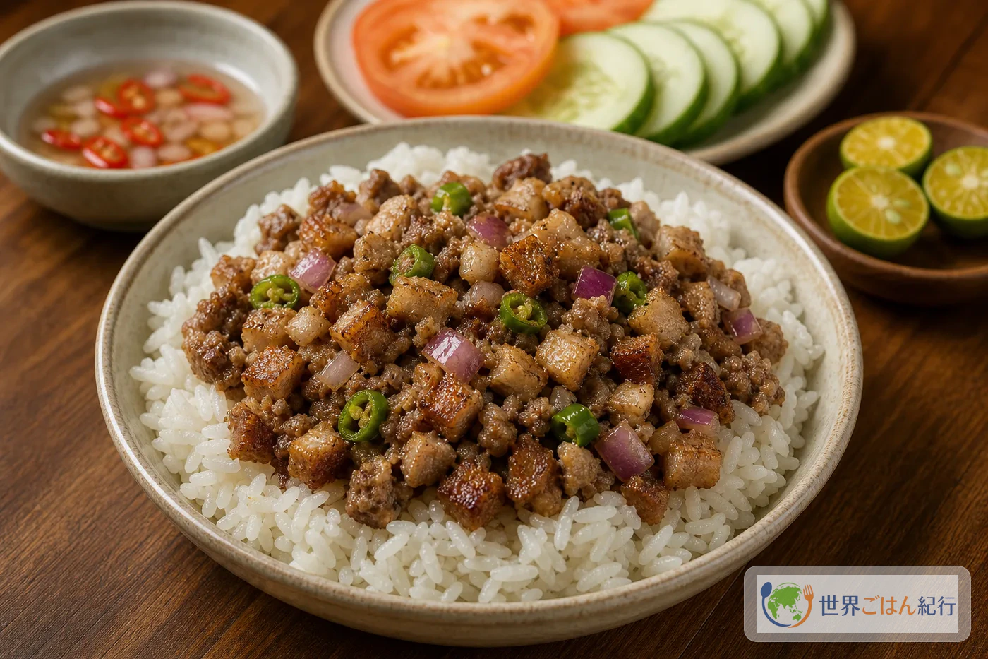 白ごはんにのせたシシグと酢の小鉢