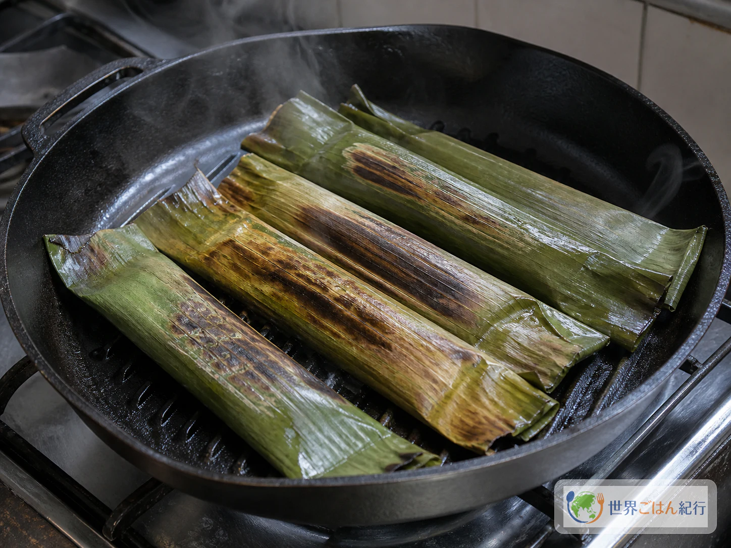 手順5: フライパンで葉ごと焼く