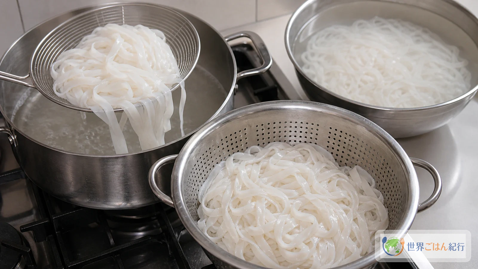 手順6: 麺を戻してゆでる（10分）